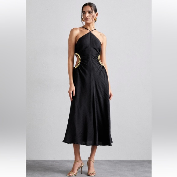 green emerald velvet dress Cult Gaia Deirdra Dress in Black